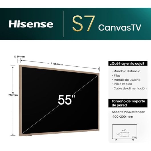 Hisense QLED 55S7NQ 55? 4K Anti-Reflectante 144Hz Modo Arte Smart TV Gaming