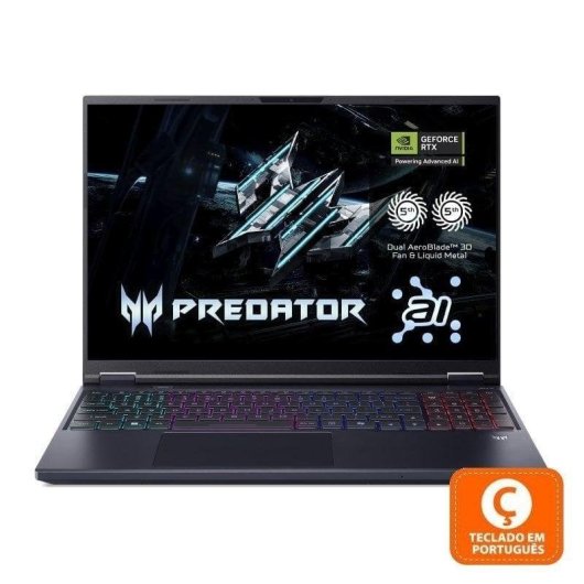 Portátil Acer Predator Helios Neo 16 PHN16-73 16" Intel Core Ultra 9 275HX 32GB 1TB SSD RTX 5070 Ti Sem Sistema Operativo