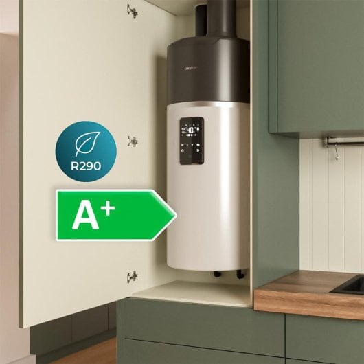 Termoacumulador AeroThermal Cecotec 80L WiFi Ecrã tátil Classe A+ Instalação Parede Eficiência Avançada