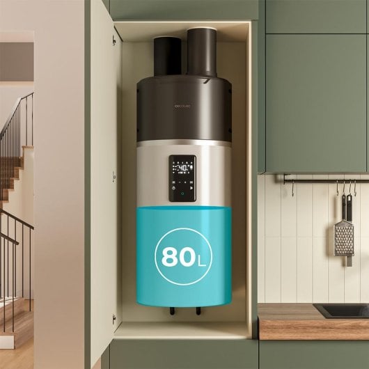Termoacumulador AeroThermal Cecotec 80L WiFi Ecrã tátil Classe A+ Instalação Parede Eficiência Avançada