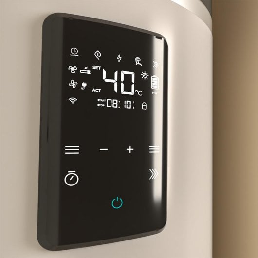 Termoacumulador AeroThermal Cecotec 80L WiFi Ecrã tátil Classe A+ Instalação Parede Eficiência Avançada