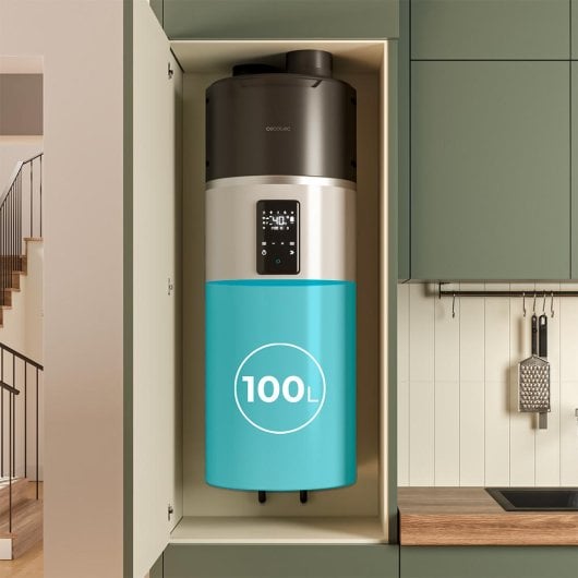Termo aerotermia Cecotec 100L Wifi Clase A+ instalación vertical pantalla táctil