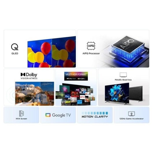 TV TCL QLED 43P7K 43" 4K UltraHD 60Hz Smart TV Google TV Dolby Vision HDR10+ Dolby Atmos