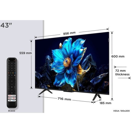 TCL QLED 43" 43P7K UltraHD 4K Dolby Atmos Google TV