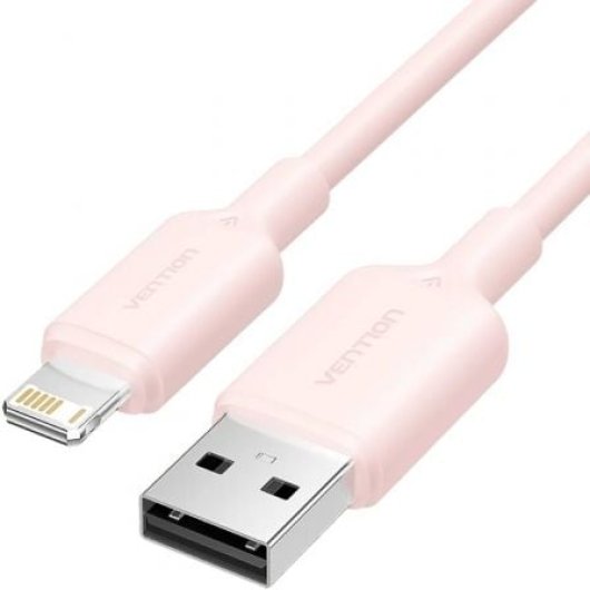 Cable USB 2.0 Lightning Vention LAMPH 2m 480Mbps 2.4A Rosa Alta Resistencia