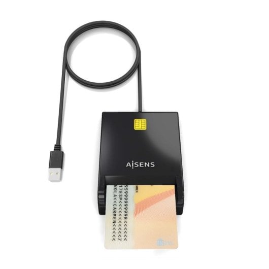 Lector DNI AISENS ASCR-SN06-BK USB 2.0 1m Negro Plug & Play Multiplataforma
