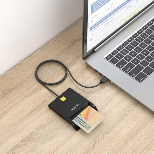 Lector DNI AISENS ASCR-SN06-BK USB 2.0 1m Negro Plug & Play Multiplataforma