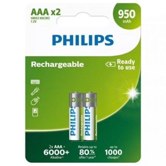 Pila recargable Philips R03B2A95/10 AAA 950mAh NiMH 1,2V Blíster 2 unidades