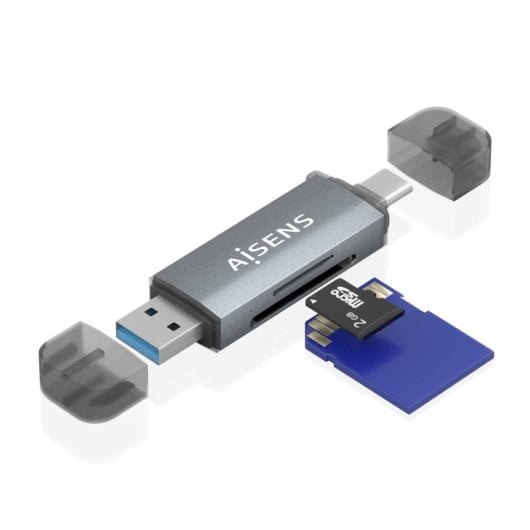 Lector de Tarjetas AISENS ASCR-2AC08-GR USB 3.2 Gen 1 USB-A USB-C SD microSD MMC Gris