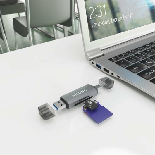 Lector de Tarjetas AISENS ASCR-2AC08-GR USB 3.2 Gen 1 USB-A USB-C SD microSD MMC Gris