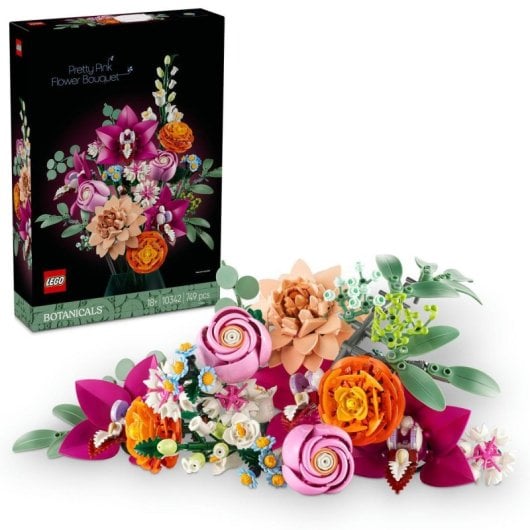 Lego Botanicals Ramo de Flores Fantasía en Rosa, Decoración Floral para Adultos, Margaritas y Rosas