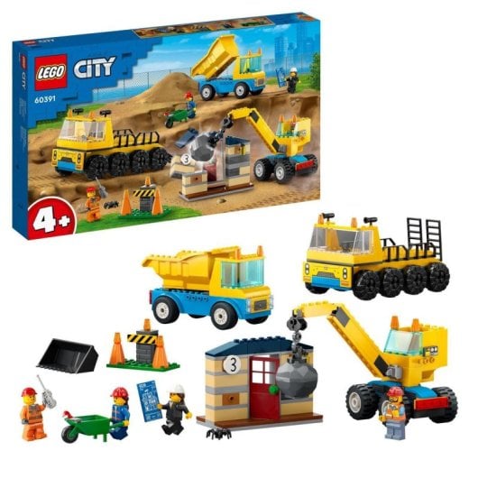 Lego City Camiones de Obra y Grúa con Bola de Demolición para Niños de 4+ Años
