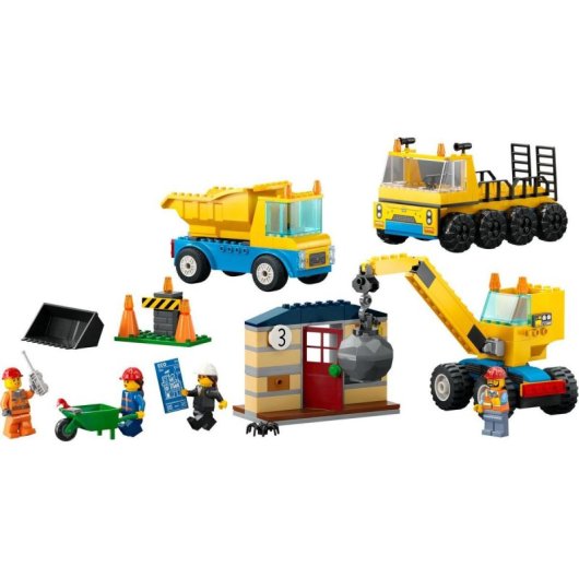 Lego City Camiones de Obra y Grúa con Bola de Demolición para Niños de 4+ Años