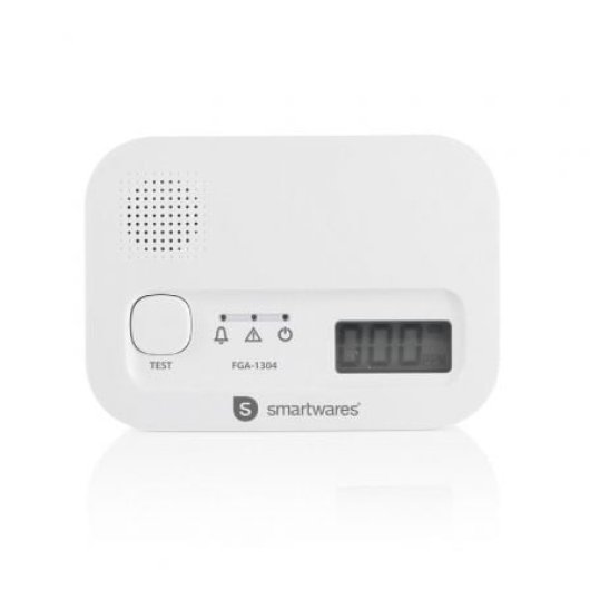 Detector Smartwares FGA-13041 Monóxido de Carbono, Cobertura 40m², Batería, 85dB, ABS Blanco
