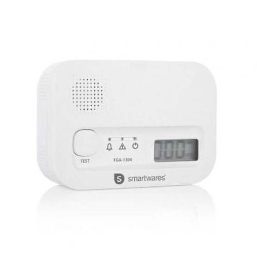 Detector Smartwares FGA-13041 Monóxido de Carbono, Cobertura 40m², Batería, 85dB, ABS Blanco