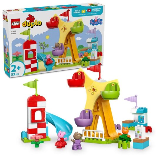 Lego Duplo Peppa Pig Feria con Noria de Juguete y 3 Figuras para Niños de 2+ Años