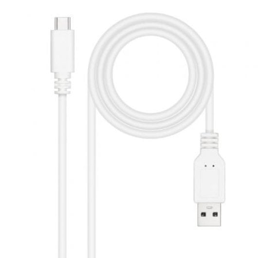 Câble USB Nanocable 10.01.2101-W Type-C vers USB-A 1 m Blanc charge 3 A 480 Mbps
