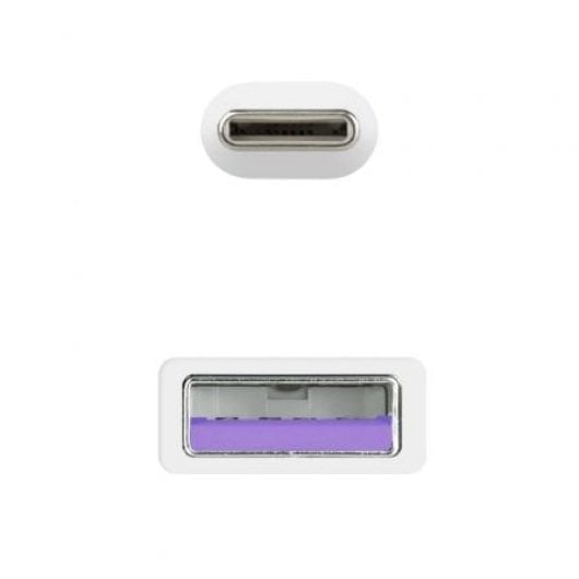 Câble USB Nanocable 10.01.2101-W Type-C vers USB-A 1 m Blanc charge 3 A 480 Mbps