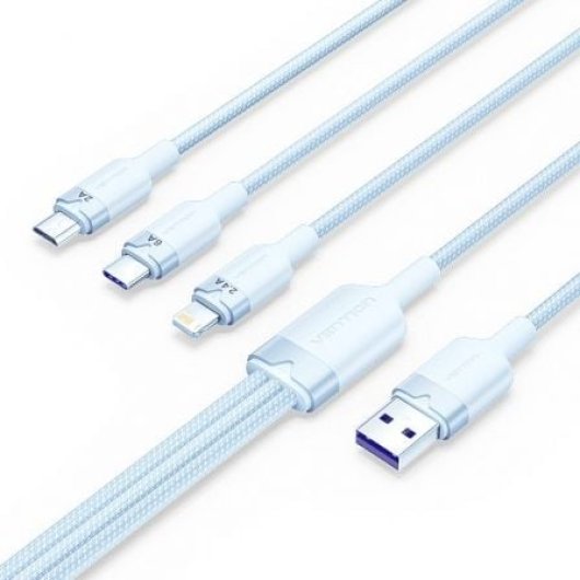 Cable USB Vention CTPLG 3 en 1 1.5m Azul USB-A/USB-C/Lightning/MicroUSB