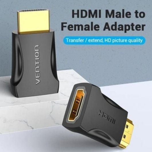 Adaptador HDMI Vention AIMB0 4K@60Hz Macho-Hembra Chapado en Oro Negro