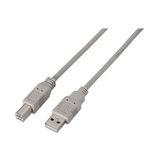 Cable USB AISENS A101-0003 3m USB 2.0 A Macho a B Macho Beige Apantallado