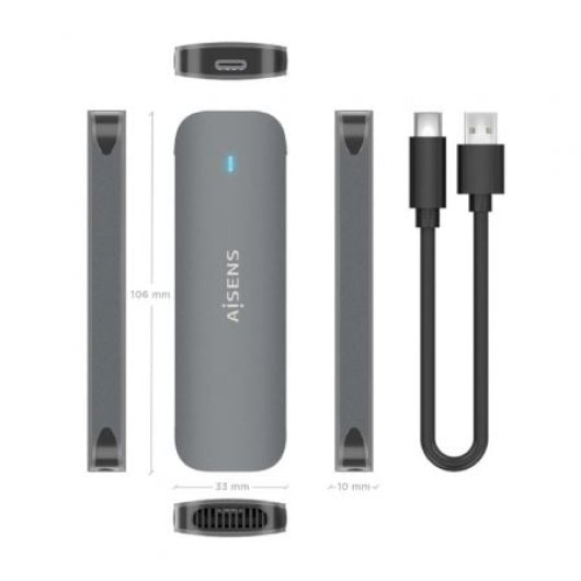 Caja Externa M.2 SATA AISENS ASM2-006GRY Aluminio Gris USB 3.1 Sin Tornillos