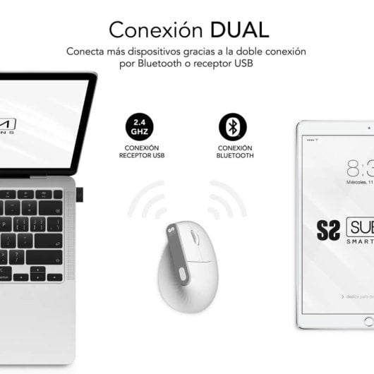 Ratón SUBBLIM inalámbrico 4000 DPI vertical ergonómico Bluetooth dual