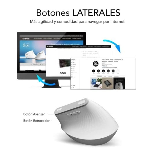 Ratón SUBBLIM inalámbrico 4000 DPI vertical ergonómico Bluetooth dual
