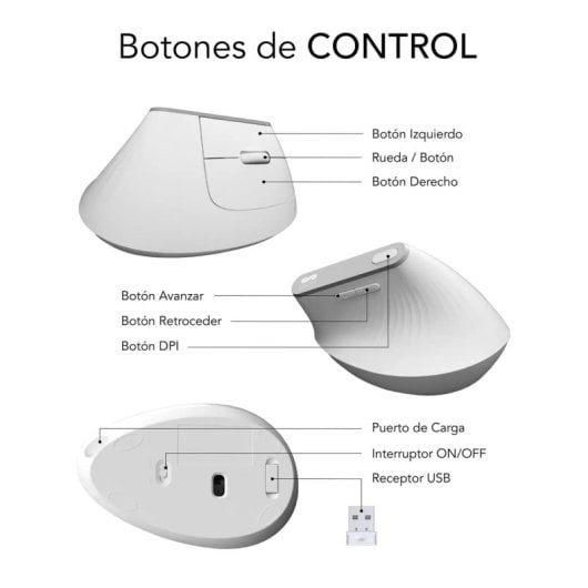 Ratón SUBBLIM inalámbrico 4000 DPI vertical ergonómico Bluetooth dual