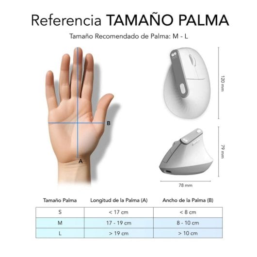 Ratón SUBBLIM inalámbrico 4000 DPI vertical ergonómico Bluetooth dual