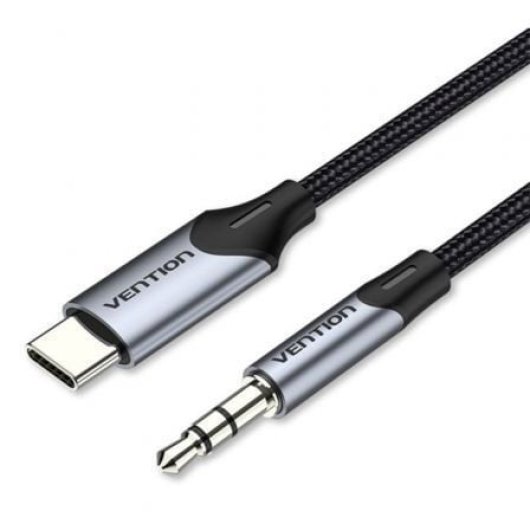 Cable conversor Vention BGKHF USB Tipo-C Macho a Jack 3.5 Macho 1m Gris níquel