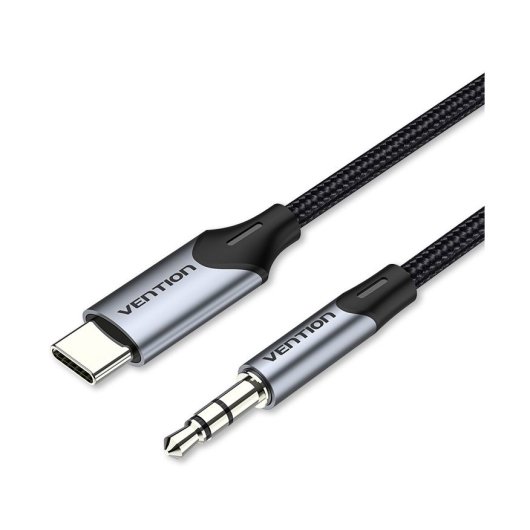 Cable conversor Vention BGKHF USB Tipo-C Macho a Jack 3.5 Macho 1m Gris níquel