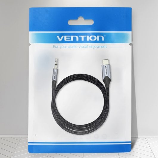 Cable conversor Vention BGKHF USB Tipo-C Macho a Jack 3.5 Macho 1m Gris níquel