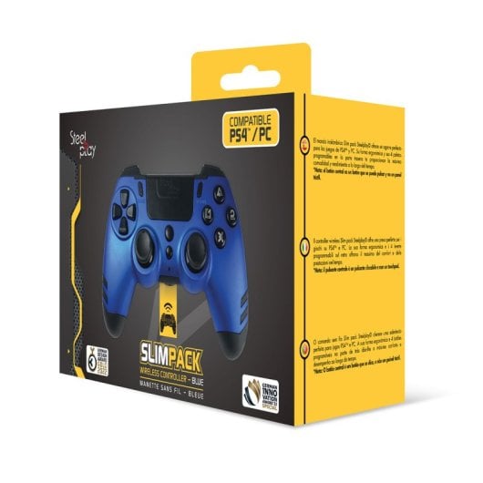 Manette de jeu sans fil Steelplay RF bleue pour PC/PS4/PS3 avec bouton Turbo et batterie