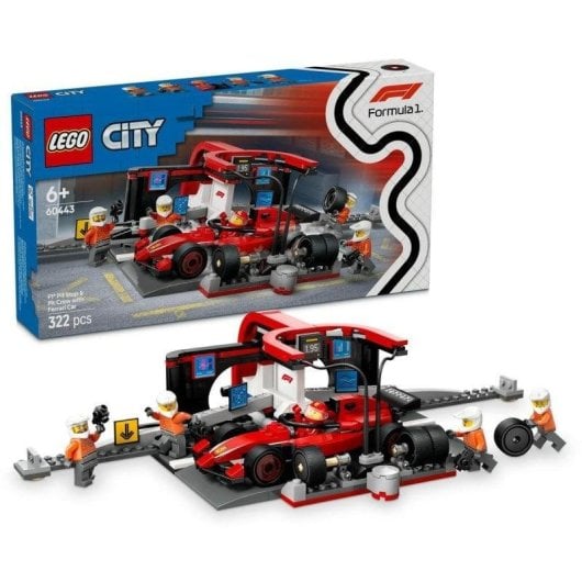 LEGO City Parada en Boxes de F1 y Equipo de Mecánicos avec Voiture Ferrari 60443 322 pièces