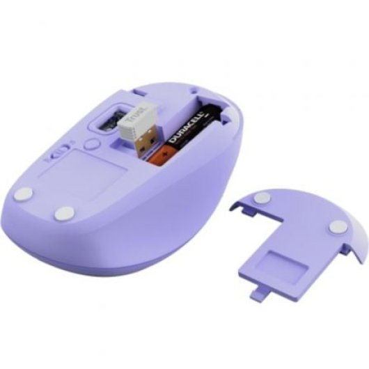 Ratón Trust inalámbrico multidispositivo 1600 DPI compacto clic silencioso púrpura