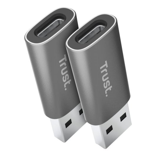 Adaptador USB Trust Calyx USB 3.2 Gen2 Tipo-C Hembra a USB-A Macho Gris 7g