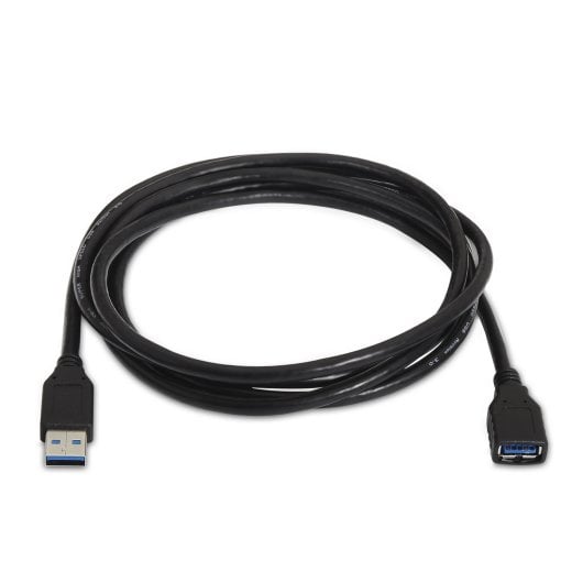 Cable USB 3.0 Extensión AISENS A105-0042 2m Tipo A Macho a Hembra Negro Apantallado