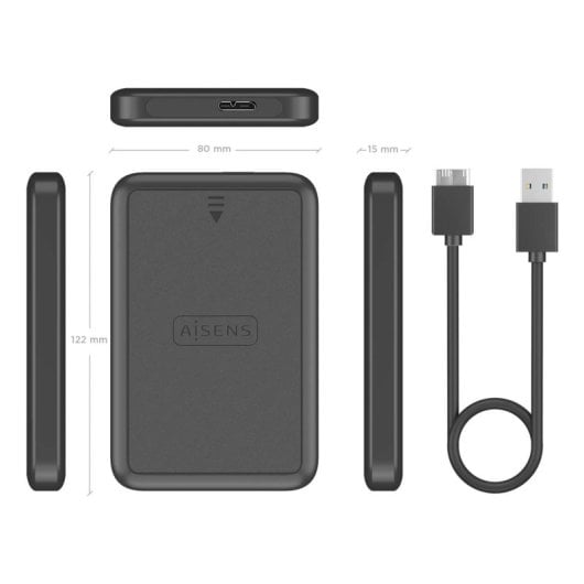 Caja externa 2.5? SATA AISENS ASE-2519B Aluminio Negro USB 3.0 sin herramientas LED