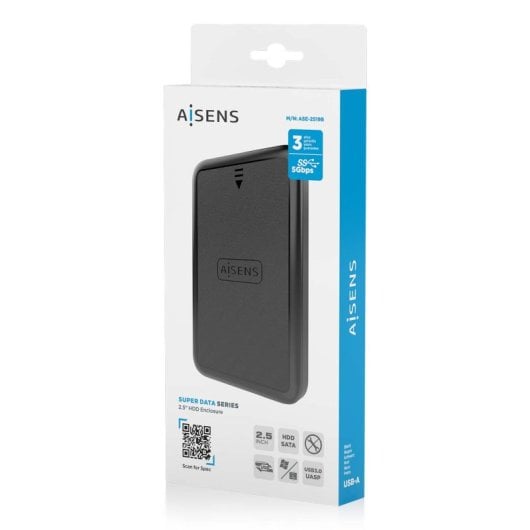 Caja externa 2.5? SATA AISENS ASE-2519B Aluminio Negro USB 3.0 sin herramientas LED
