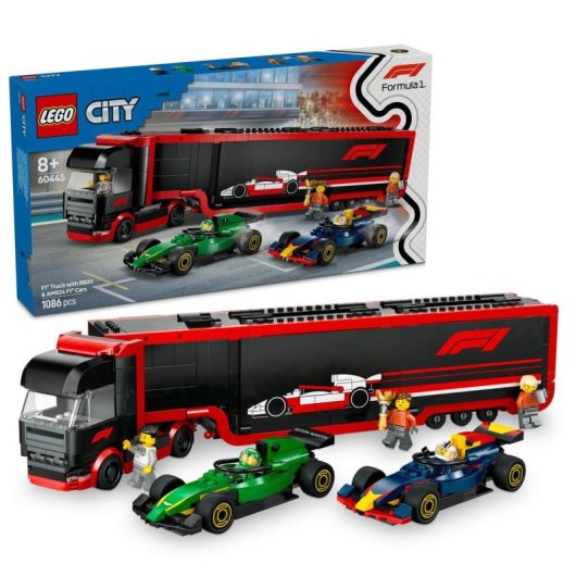 Lego City Camión F1: Vehículos Red Bull Y Aston Martin Para Niños De 8+ Años 60445