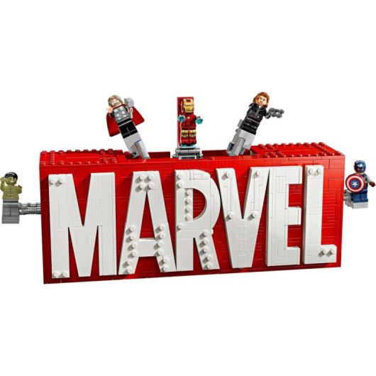 Lego Marvel Logotipo: Maqueta Decorativa Con Figuras Capitán América, Hulk Y Thor 76313