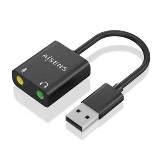 Tarjeta de Sonido AISENS A106-0769 USB-A Conversor a 2xJack 3.5mm 24bit 100dB Negra