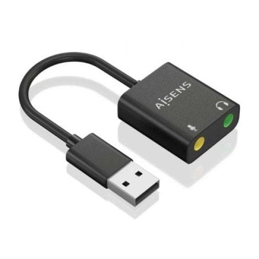 Tarjeta de Sonido AISENS A106-0769 USB-A Conversor a 2xJack 3.5mm 24bit 100dB Negra