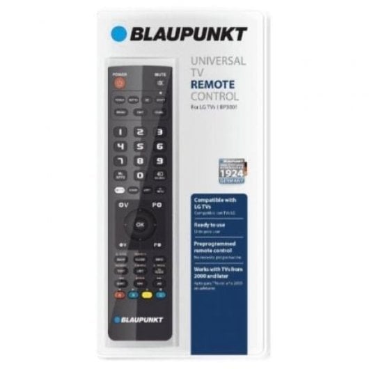 Télécommande universelle Blaupunkt BP3001 compatible avec les téléviseurs LG, prête à l'emploi sans programmation