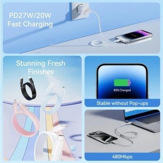 Cabo Vention LAKSH USB-C para Lightning 2 m 27W 3A azul 480Mbps niquelado