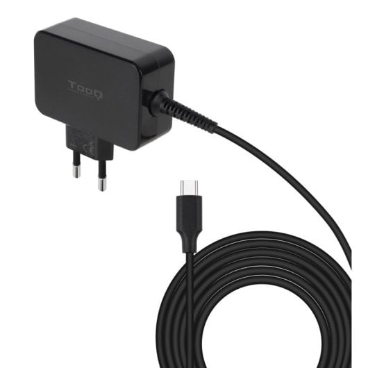 Cargador Portátil TooQ TQLC-USBCGAN45PD GaN 45W USB-C/ Automático/ Cable 1.8m/ Negro