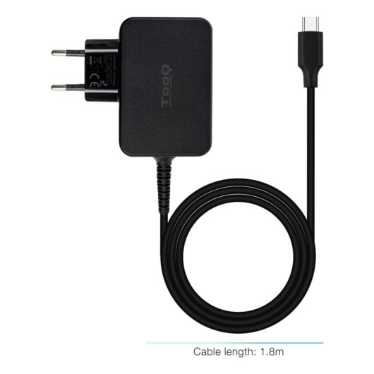 Cargador Portátil TooQ TQLC-USBCGAN45PD GaN 45W USB-C/ Automático/ Cable 1.8m/ Negro