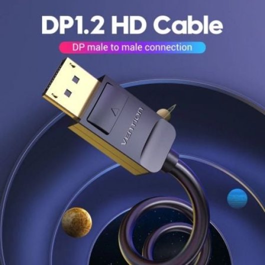 Cable DisplayPort Vention HACBI 1.2 3m 4K@60Hz 21,6Gbps Triple Blindaje Negro