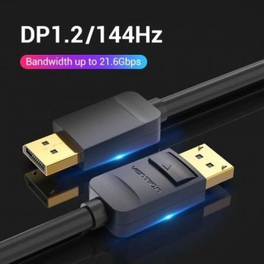 Cable DisplayPort Vention HACBI 1.2 3m 4K@60Hz 21,6Gbps Triple Blindaje Negro